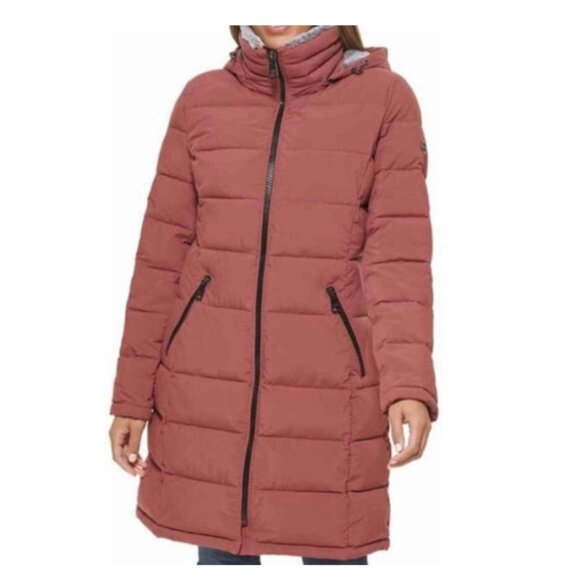 Andrew Marc Women's Hooded Long Stretch Parka Jacket Terra Rose 2X NWT - Picture 1 of 4